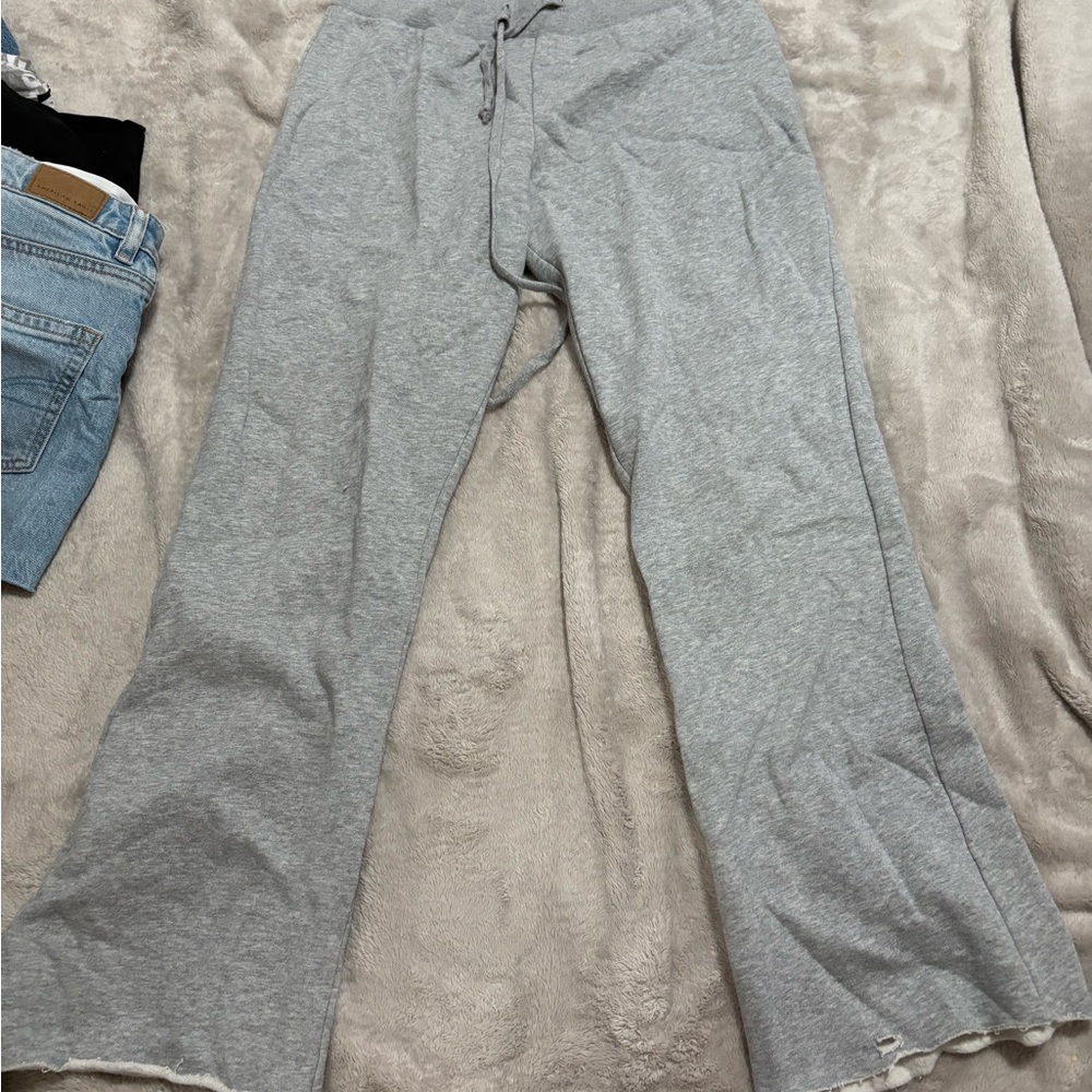 Gray Wide-Leg Sweatpants
